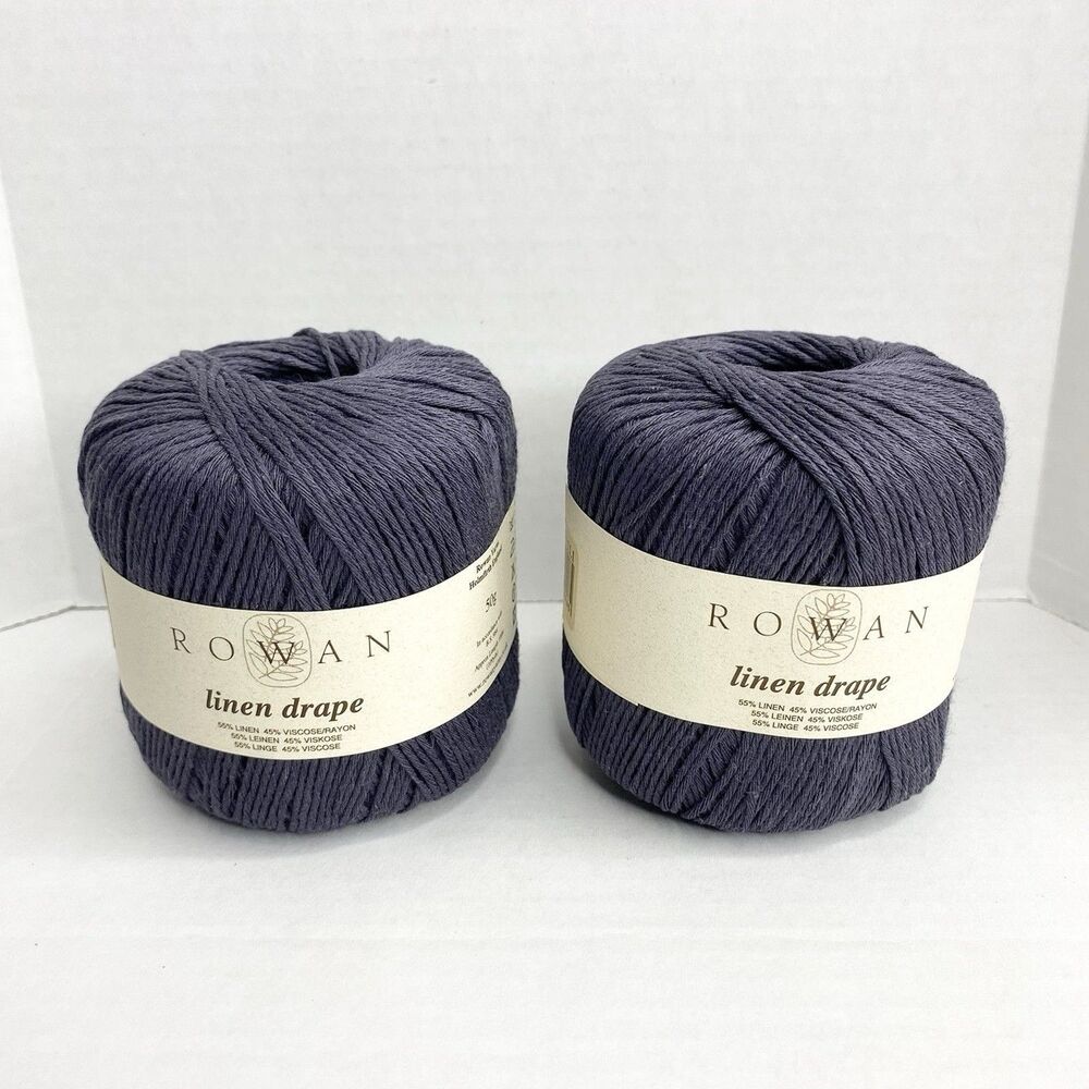 Rowan  Linen Drape Yarn Lot of 2 Linen Viscose 109 yds each Shade 841 Dark Gray